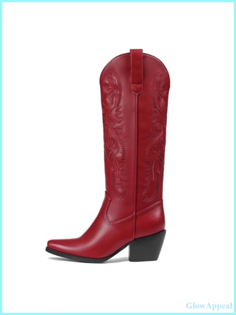 Women's Knee-High Cowboy Boots Chunky Block Heel Western Pointed Toe